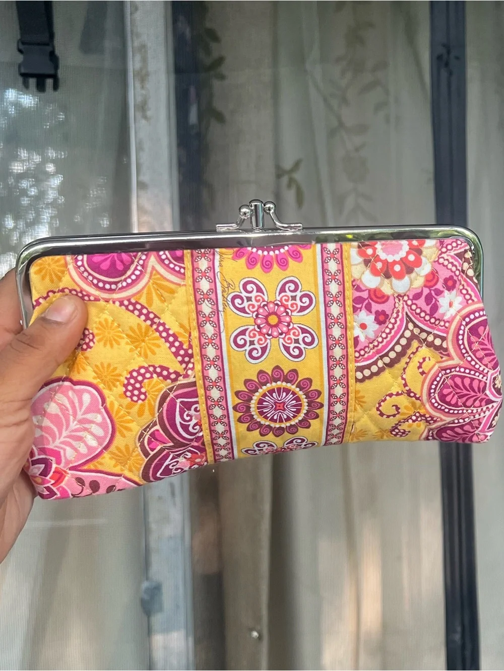 Vera Bradley Floral Frame Clutch - Yellow & Pink